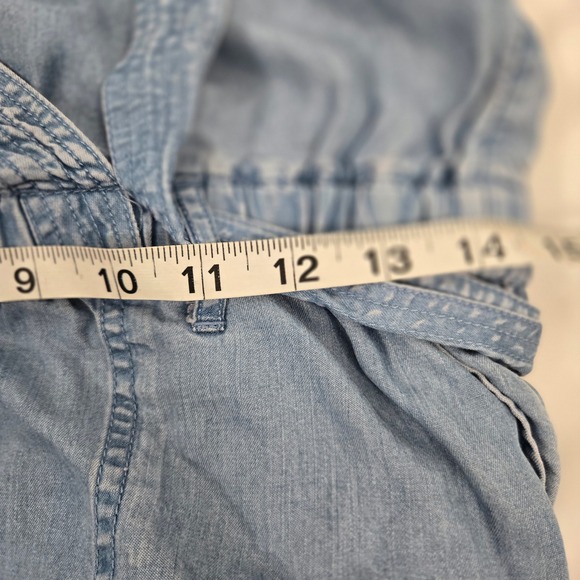 Abercrombie & Fitch Jumpsuit Chambray Belted Short Sleeve Blue Women's L Y2k 90s - Picture 11 of 11